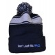 White Stripe Winter Pom Pom Beanie