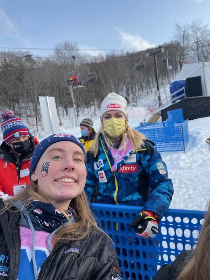 Team Captain Cora Moriarty and Mikaela Shiffrin at World Cup 2021